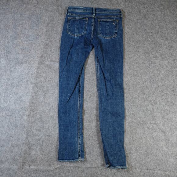Rag and Bone Jeans Womens 24 Skinny La Paz Distressed Denim Medium Wash Raw Hem - Picture 11 of 12
